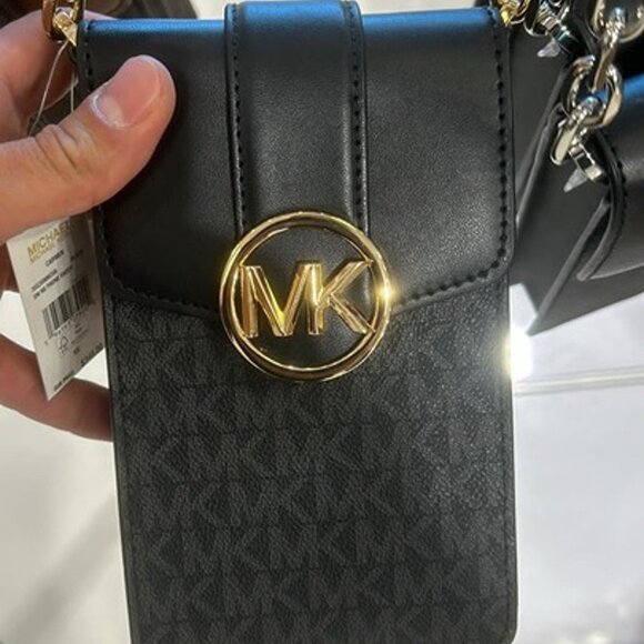 Michael Kors crossbody carmen small logo smartphone crossbody bag black - Picture 3 of 6